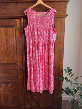 Croft & Barrow Smocked Floral MIDI Dress New
